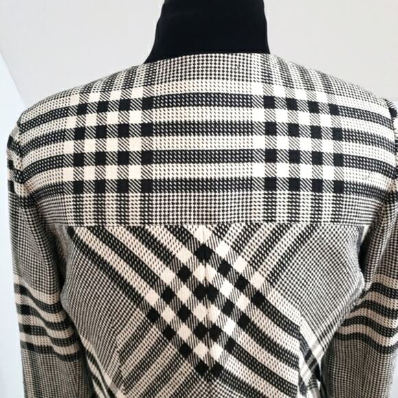 Vintage Doncaster Silk Black and White Checkered Lined Button Front Blazer 10 - Picture 8 of 11
